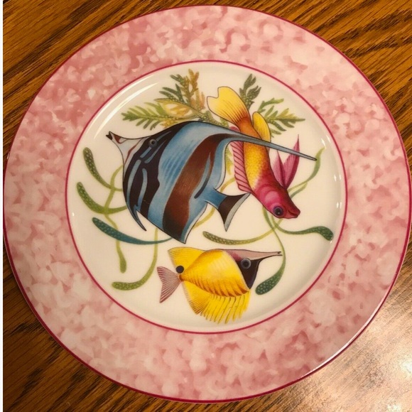 Tropical Fish Appetizer Plates Nautical Vintage Art Porcelain Godinger & Co - Picture 3 of 6